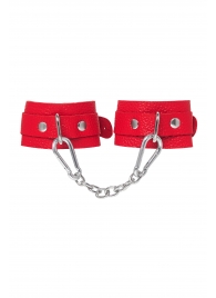 Красные кожаные наручники-браслеты со скруглёнными углами - Pecado - купить с доставкой в Люберцах