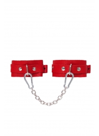 Красные кожаные узкие оковы со скруглёнными углами - Pecado - купить с доставкой в Люберцах