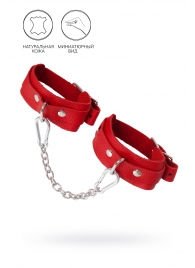 Красные кожаные узкие оковы со скруглёнными углами - Pecado - купить с доставкой в Люберцах