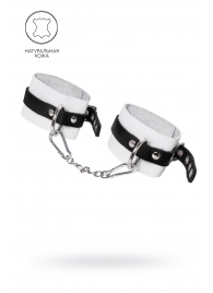 Бело-черные мягкие оковы с одним ремешком и люверсами - Pecado - купить с доставкой в Люберцах