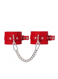 Красные мягкие кожаные оковы с люверсами - Pecado - купить с доставкой в Люберцах