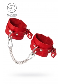 Красные мягкие кожаные оковы с люверсами - Pecado - купить с доставкой в Люберцах