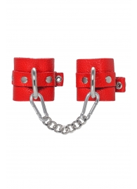 Красные мягкие кожаные наручники с люверсами - Pecado - купить с доставкой в Люберцах