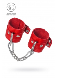 Красные мягкие кожаные наручники с люверсами - Pecado - купить с доставкой в Люберцах