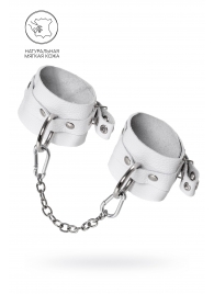 Белые мягкие кожаные оковы с люверсами - Pecado - купить с доставкой в Люберцах