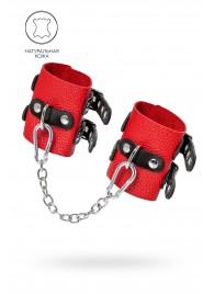 Красно-черные мягкие наручники с двумя ремешками с люверсами - Pecado - купить с доставкой в Люберцах