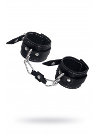 Черные двухслойные наручники с белой строчкой - Pecado - купить с доставкой в Люберцах