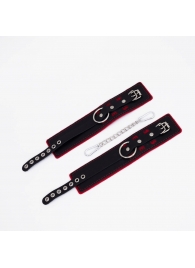 Черно-красные оковы с красной строчкой Sex - Crazy Handmade - купить с доставкой в Люберцах
