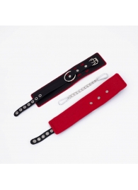 Черно-красные оковы с красной строчкой Sex - Crazy Handmade - купить с доставкой в Люберцах