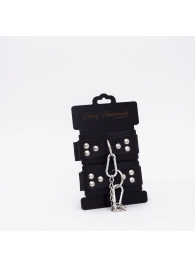 Черные кожаные наручники с регулируемыми ремешками - Crazy Handmade - купить с доставкой в Люберцах