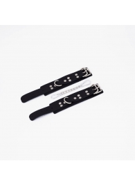 Черные кожаные наручники с регулируемыми ремешками - Crazy Handmade - купить с доставкой в Люберцах