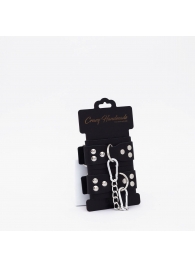 Черные кожаные оковы с регулируемыми ремешками - Crazy Handmade - купить с доставкой в Люберцах