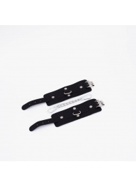 Черные кожаные наручники с хромированной фурнитурой - Crazy Handmade - купить с доставкой в Люберцах