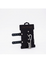 Черные кожаные оковы с хромированной фурнитурой - Crazy Handmade - купить с доставкой в Люберцах
