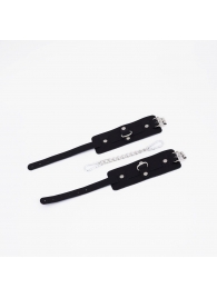 Черные кожаные оковы с хромированной фурнитурой - Crazy Handmade - купить с доставкой в Люберцах