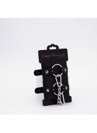 Черно-красные кожаные наручники - Crazy Handmade - купить с доставкой в Люберцах