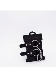 Черные кожаные оковы с кольцом - Crazy Handmade - купить с доставкой в Люберцах