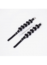 Черные кожаные наручники из звеньев - Crazy Handmade - купить с доставкой в Люберцах