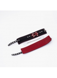 Черные кожаные оковы с красным декором и строчкой - Crazy Handmade - купить с доставкой в Люберцах