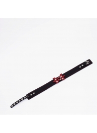 Черный ошейник с красным декором и строчкой - Crazy Handmade - купить с доставкой в Люберцах