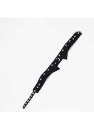 Черный однослойный кожаный ошейник с имитацией воротничка - Crazy Handmade - купить с доставкой в Люберцах