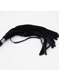 Черный кожаный флоггер со стальной ручкой - 45 см. - Crazy Handmade - купить с доставкой в Люберцах