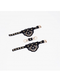 Черные наручники с золотистой фурнитурой - Crazy Handmade - купить с доставкой в Люберцах