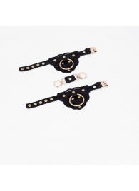 Черные наручники с золотистой фурнитурой - Crazy Handmade - купить с доставкой в Люберцах
