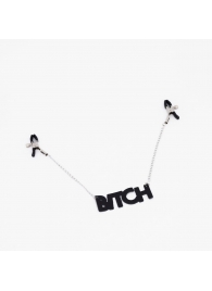 Зажимы на соски с кожаной подвеской Bitch - Crazy Handmade - купить с доставкой в Люберцах