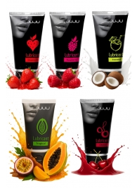 Набор из 5 съедобных лубрикантов JUJU (клубника, малина, тропические фрукты, вишня, кокос) - JuJu - купить с доставкой в Люберцах