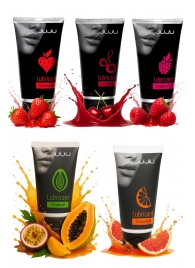 Набор из 5 съедобных лубрикантов JUJU (клубника, малина, тропические фрукты, вишня, грейпфрут) - JuJu - купить с доставкой в Люберцах