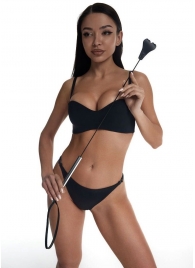 Стек с черным кожаным наконечником в виде сердца и металлической ручкой - 67 см. - Crazy Handmade - купить с доставкой в Люберцах