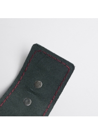 Черные кожаные наручники с красной строчкой - Crazy Handmade - купить с доставкой в Люберцах