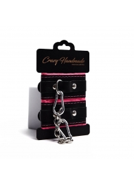 Черно-розовые скругленные наручники с мягкой подкладкой - Crazy Handmade - купить с доставкой в Люберцах