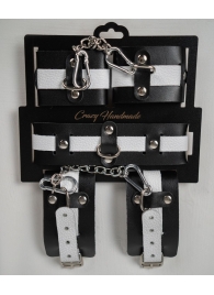 Набор фиксаторов из черной и белой натуральной кожи - Crazy Handmade - купить с доставкой в Люберцах