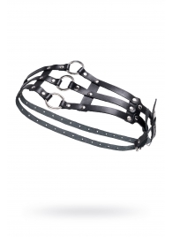 Черный кожаный пояс с кольцами - Pecado - купить с доставкой в Люберцах