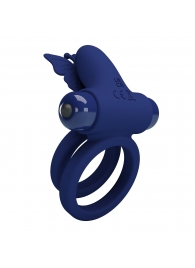 Синее эрекционное кольцо с вибростимуляцией клитора - Baile - в Люберцах купить с доставкой