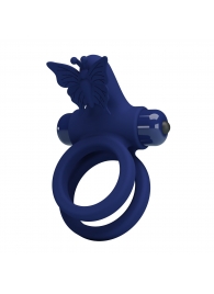 Синее эрекционное кольцо с вибростимуляцией клитора - Baile - в Люберцах купить с доставкой