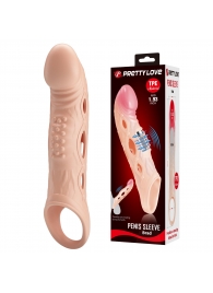 Телесная удлиняющая насадка с рельефом и вибрацией Brad - 21,3 см. - Baile - в Люберцах купить с доставкой