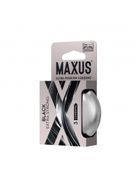 Черные утолщенные презервативы MAXUS Extra Strong с железным кейсом - 3 шт. - Maxus - купить с доставкой в Люберцах