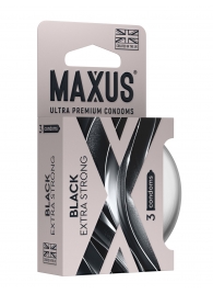 Черные утолщенные презервативы MAXUS Extra Strong с железным кейсом - 3 шт. - Maxus - купить с доставкой в Люберцах