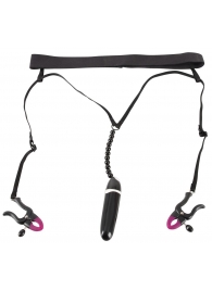 Женские вибростринги с зажимами для половых губ Spreader String with Vibrator - Orion - купить с доставкой в Люберцах