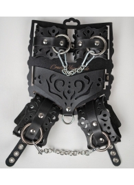 Черный ажурный кожаный набор фиксаций - Crazy Handmade - купить с доставкой в Люберцах