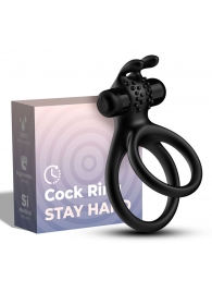 Черное эрекционное виброкольцо с подхватом мошонки Stay Hard - Boys of Toys - в Люберцах купить с доставкой