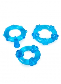 Набор из 3 синих эрекционных колец с различным рельефом - Erowoman-Eroman - в Люберцах купить с доставкой