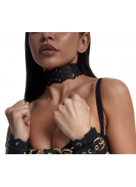 Черный ажурный чокер с золотистой фурнитурой - Crazy Handmade - купить с доставкой в Люберцах