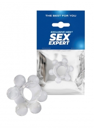 Прозрачное эрекционное кольцо с 6 стимулирующими шариками - Sex Expert - в Люберцах купить с доставкой