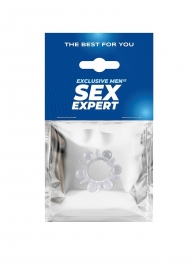 Прозрачное эрекционное кольцо с шариками и шипами - Sex Expert - в Люберцах купить с доставкой
