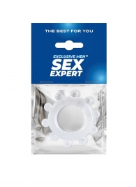 Прозрачное эрекционное кольцо со стимулирующими шариками - Sex Expert - в Люберцах купить с доставкой