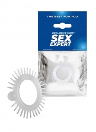 Эластичное эрекционное кольцо с шипиками и шариком - Sex Expert - в Люберцах купить с доставкой